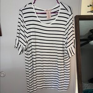 Philosophy Black and White Striped Relaxed T-Shirt